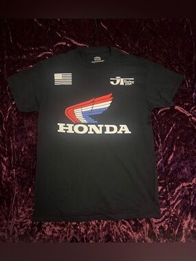 Honda JT Racing USA flag logo Black t-shirt Men Size M